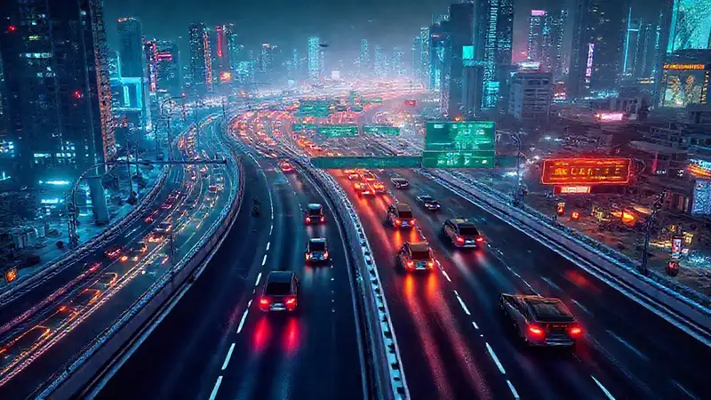 Una ciudad futurista, con tecnología avanzada